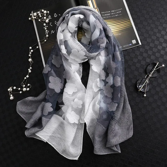 Fashion Silk Scarf Floral Printed Bandana Shawl #2650