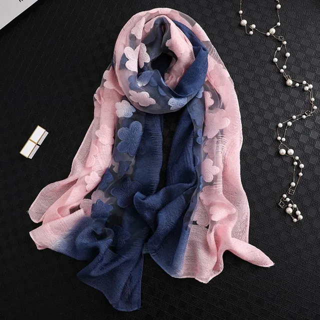 Fashion Silk Scarf Floral Printed Bandana Shawl #2650