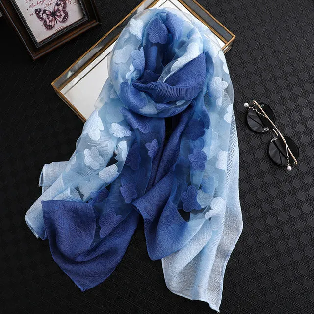 Fashion Silk Scarf Floral Printed Bandana Shawl #2650