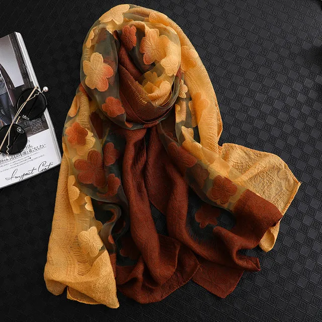 Fashion Silk Scarf Floral Printed Bandana Shawl #2650