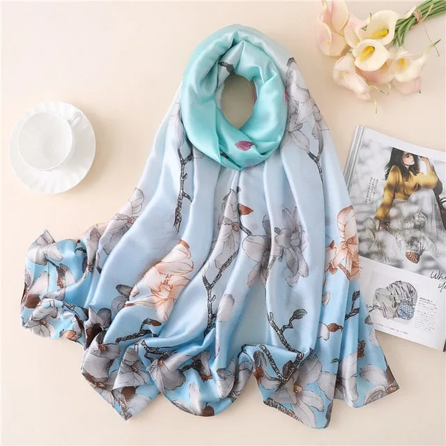 Fashion Silk Scarf Leopard Printed Bandana Shawl #FS323