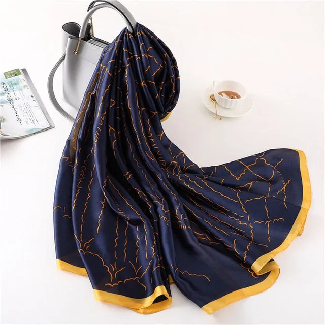 Fashion Silk Scarf Leopard Printed Bandana Shawl #FS323