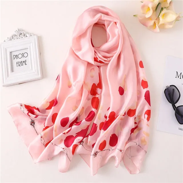 Fashion Silk Scarf Leopard Printed Bandana Shawl #FS323