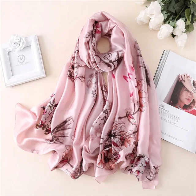 Fashion Silk Scarf Leopard Printed Bandana Shawl #FS323