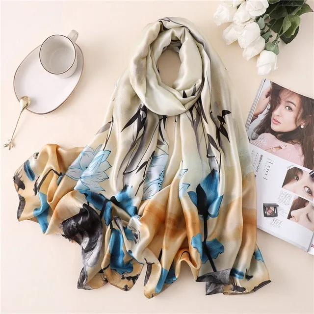 Fashion Silk Scarf Leopard Printed Bandana Shawl #FS323