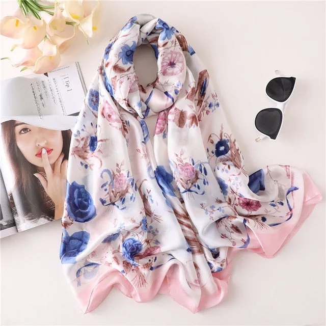 Fashion Silk Scarf Leopard Printed Bandana Shawl #FS323