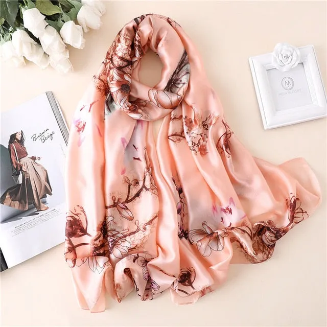 Fashion Silk Scarf Leopard Printed Bandana Shawl #FS323