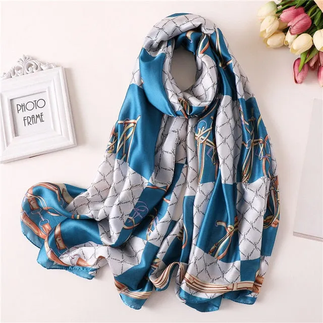 Fashion Silk Scarf Leopard Printed Bandana Shawl #FS323