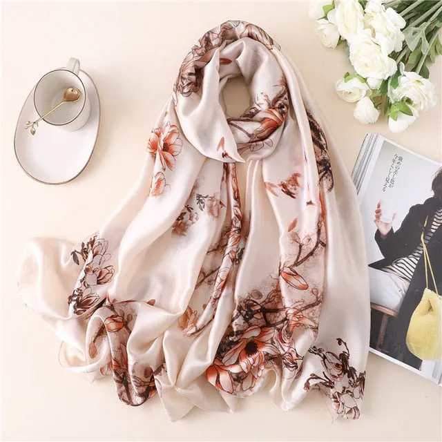 Fashion Silk Scarf Leopard Printed Bandana Shawl #FS323