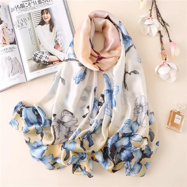 Fashion Silk Scarf Leopard Printed Bandana Shawl #FS323