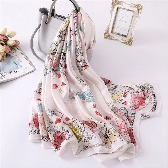 Fashion Silk Scarf Leopard Printed Bandana Shawl #FS323