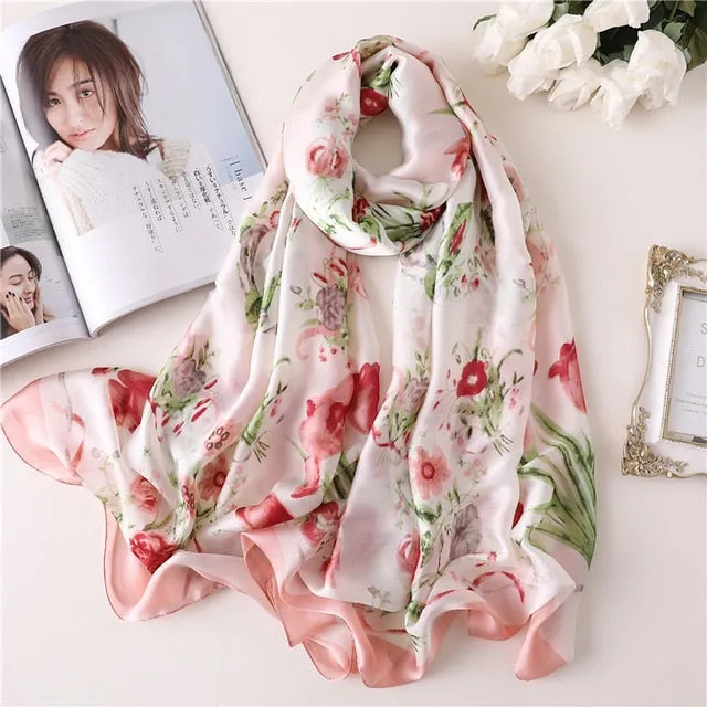 Fashion Silk Scarf Leopard Printed Bandana Shawl #FS323