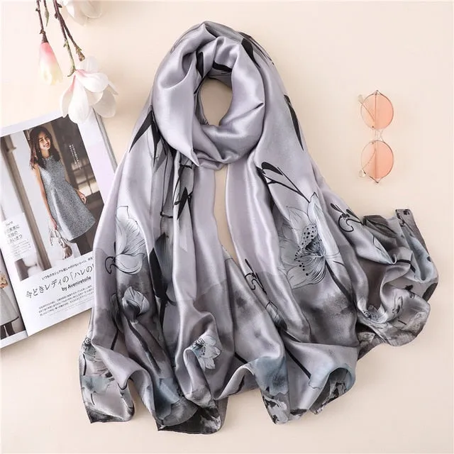 Fashion Silk Scarf Leopard Printed Bandana Shawl #FS323