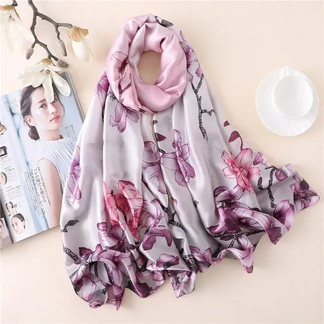 Fashion Silk Scarf Leopard Printed Bandana Shawl #FS323