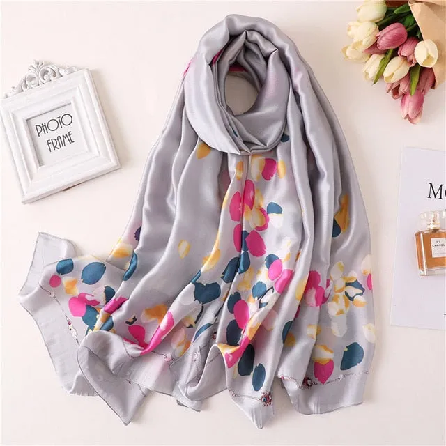 Fashion Silk Scarf Leopard Printed Bandana Shawl #FS323