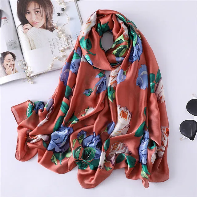 Fashion Silk Scarf Leopard Printed Bandana Shawl #FS323