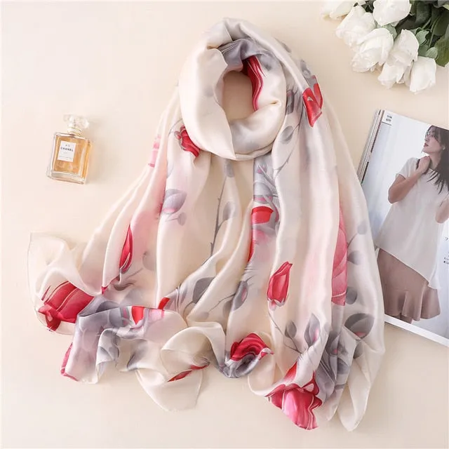 Fashion Silk Scarf Printed Bandana Shawl #FS-1