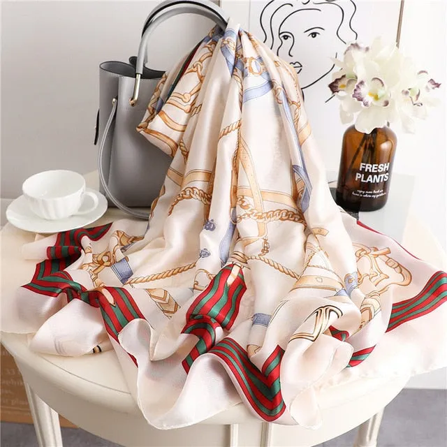 Fashion Silk Scarf Printed Bandana Shawl #FS-1