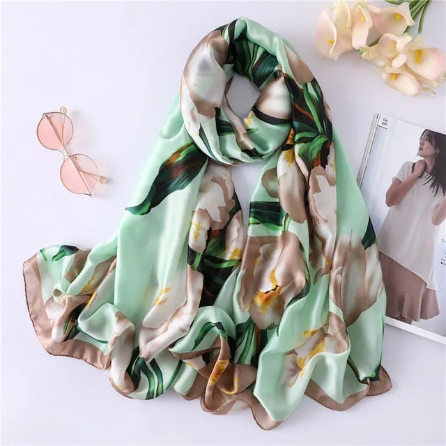 Fashion Silk Scarf Printed Bandana Shawl #FS-1