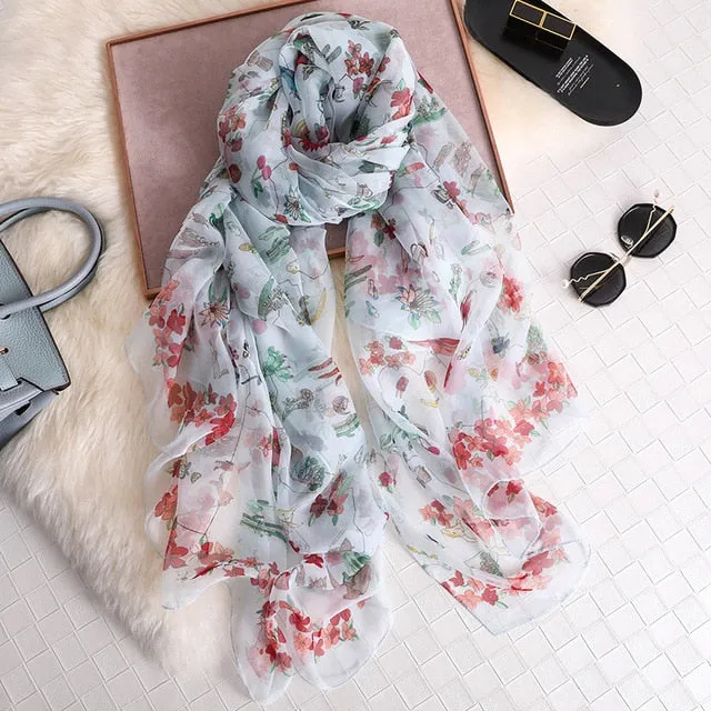 Fashion Silk Scarf Printed Bandana Shawl #LS-1