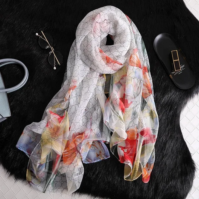 Fashion Silk Scarf Printed Bandana Shawl #LS-1