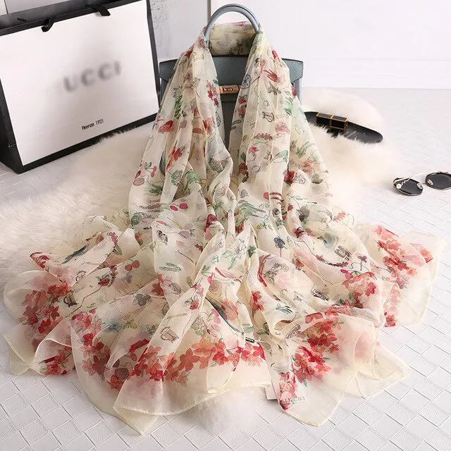 Fashion Silk Scarf Printed Bandana Shawl #LS-1