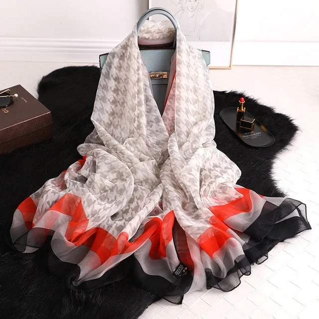 Fashion Silk Scarf Printed Bandana Shawl #LS-1