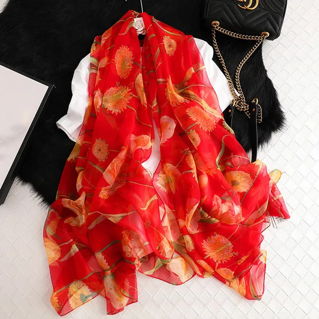 Fashion Silk Scarf Printed Bandana Shawl #LS-1