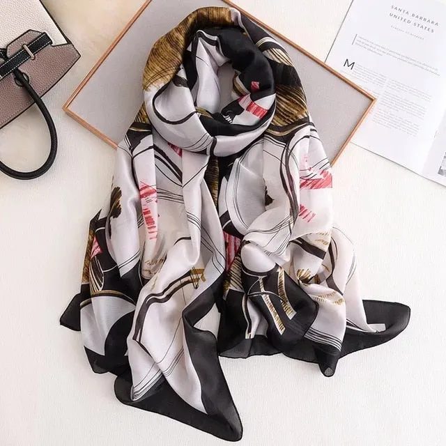 Fashion Silk Scarf Printed Bandana Shawl #LZ084