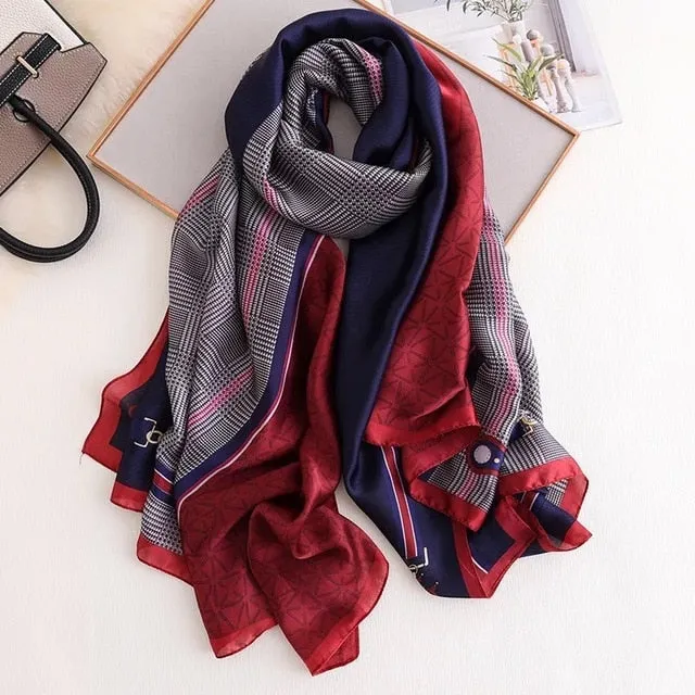 Fashion Silk Scarf Printed Bandana Shawl #LZ084