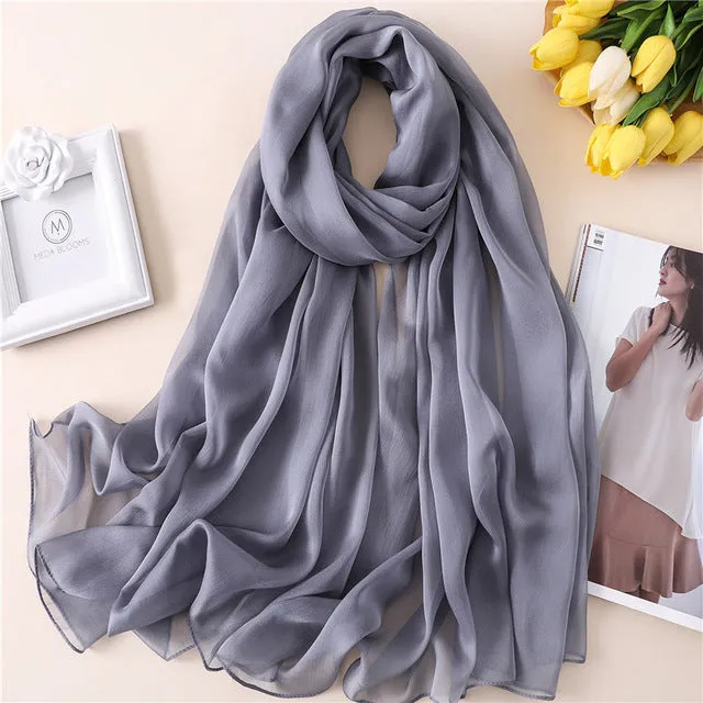 Fashion Silk Scarf Solid Color Bandana Shawl #BS-13