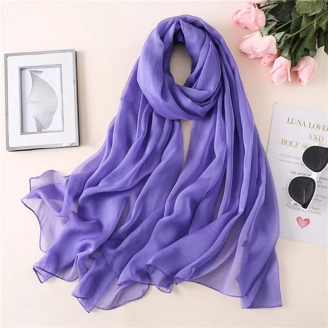 Fashion Silk Scarf Solid Color Bandana Shawl #BS-13