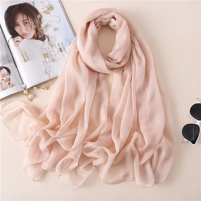 Fashion Silk Scarf Solid Color Bandana Shawl #BS-13