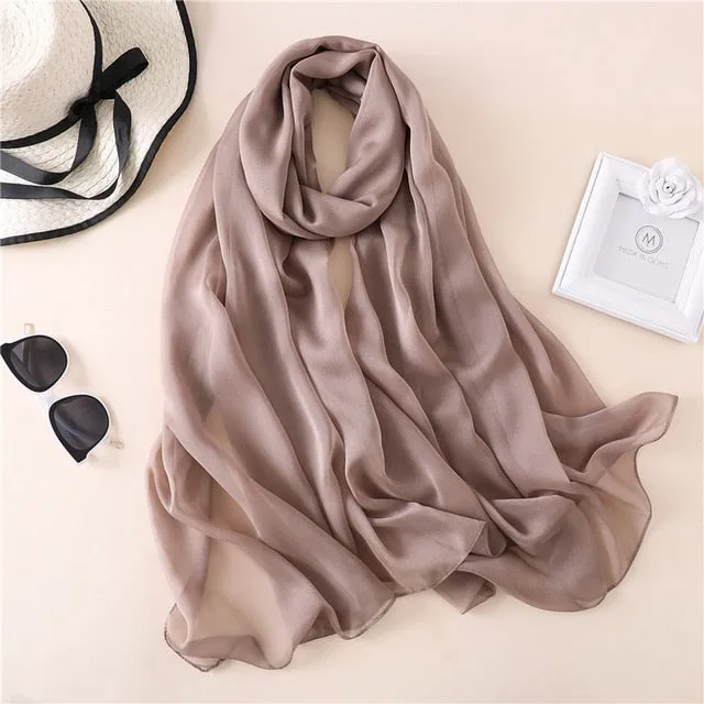 Fashion Silk Scarf Solid Color Bandana Shawl #BS-13