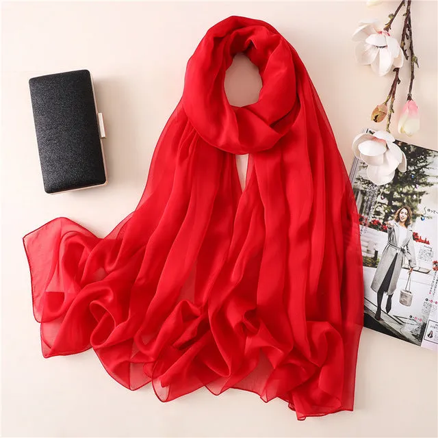 Fashion Silk Scarf Solid Color Bandana Shawl #BS-13