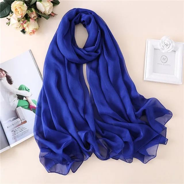 Fashion Silk Scarf Solid Color Bandana Shawl #BS-13