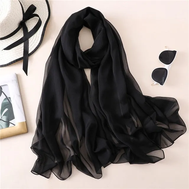 Fashion Silk Scarf Solid Color Bandana Shawl #BS-13