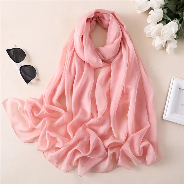 Fashion Silk Scarf Solid Color Bandana Shawl #BS-13