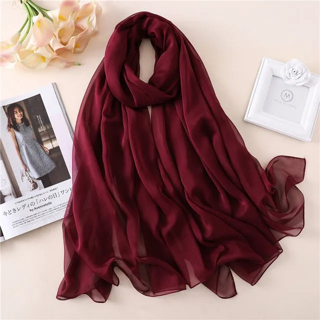 Fashion Silk Scarf Solid Color Bandana Shawl #BS-13