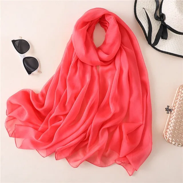 Fashion Silk Scarf Solid Color Bandana Shawl #BS-13