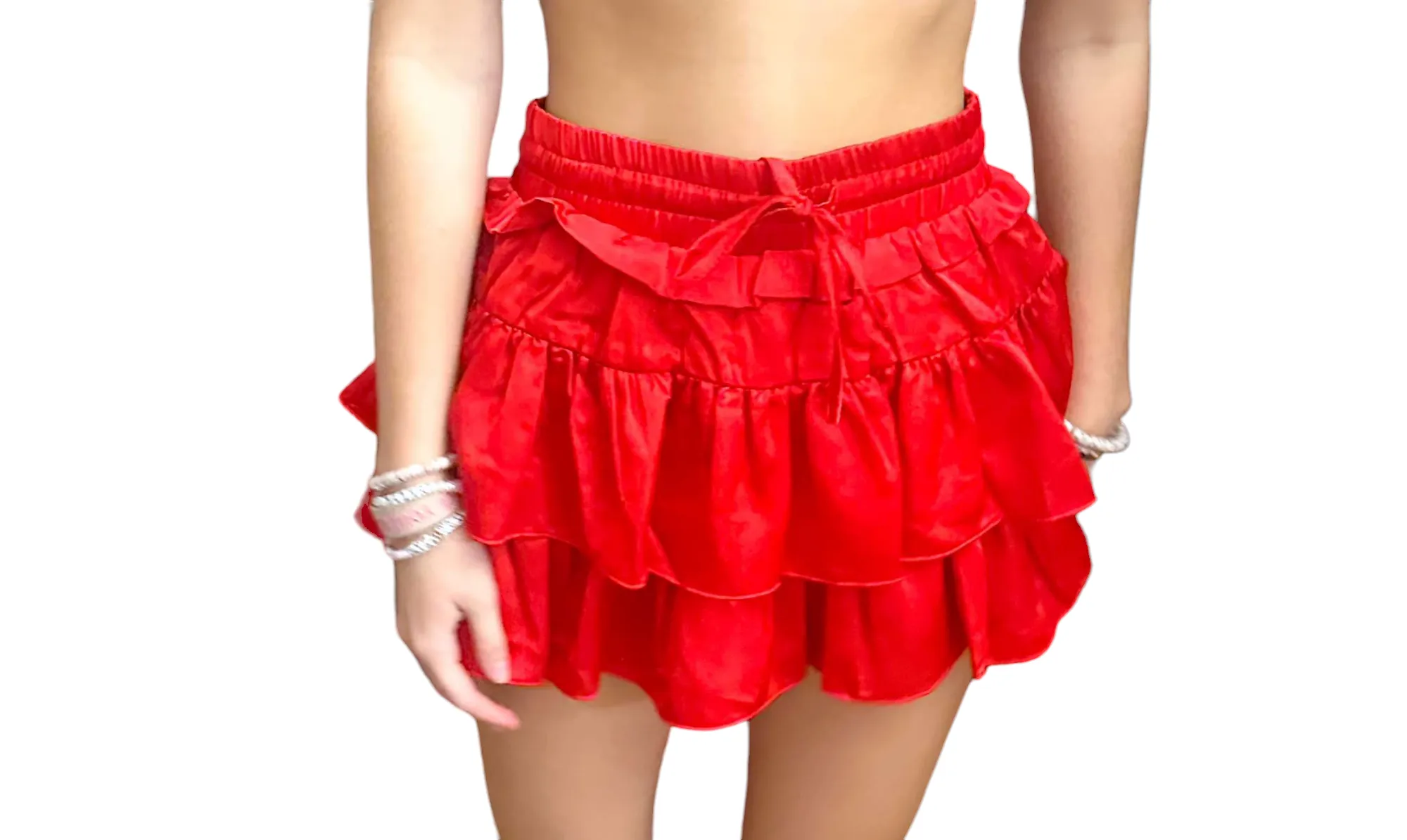 Festive Red Ruffle Skort