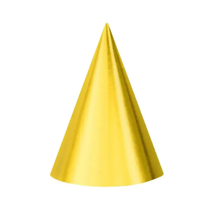 Gold Foil Party Hats - 6 Pkt