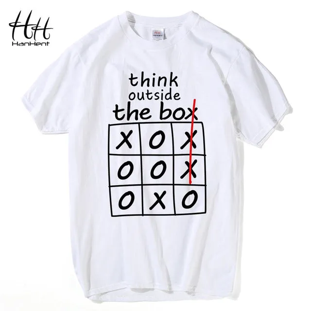 HanHent think outside the box T-shirts Creative Cotton Summer Mens Tee Shirts Bodybuilding 2018 Streetwear Funny T shirts Boys