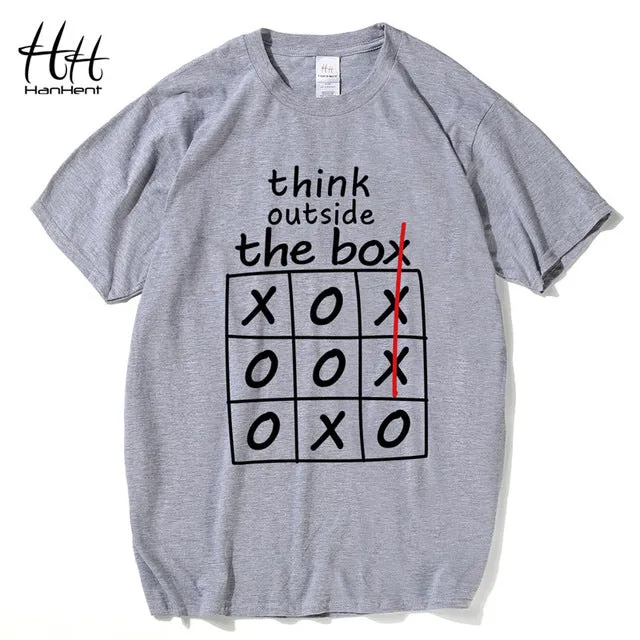 HanHent think outside the box T-shirts Creative Cotton Summer Mens Tee Shirts Bodybuilding 2018 Streetwear Funny T shirts Boys