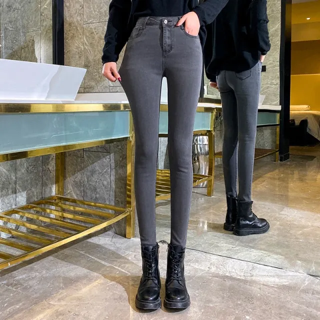 High Waist Jeans Women Skinny Jeans Woman Pencil Pants Elastic Pants