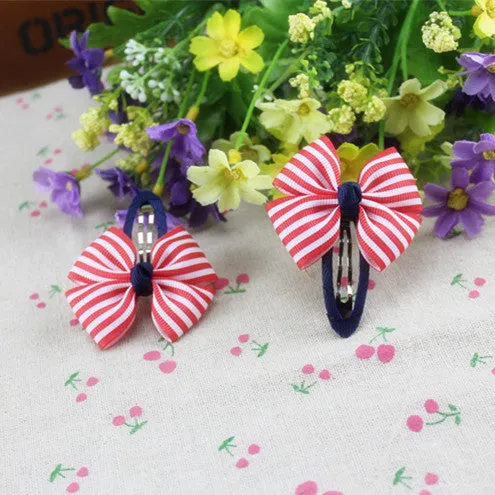 Hot Sale Colorful Baby Bow Dot Hairpins For Girls Grosgrain Hair Clip Accessories Children Ribbon Bowknot Hair band Statement