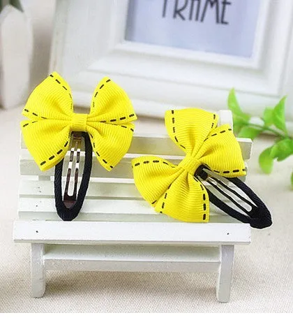 Hot Sale Colorful Baby Bow Dot Hairpins For Girls Grosgrain Hair Clip Accessories Children Ribbon Bowknot Hair band Statement