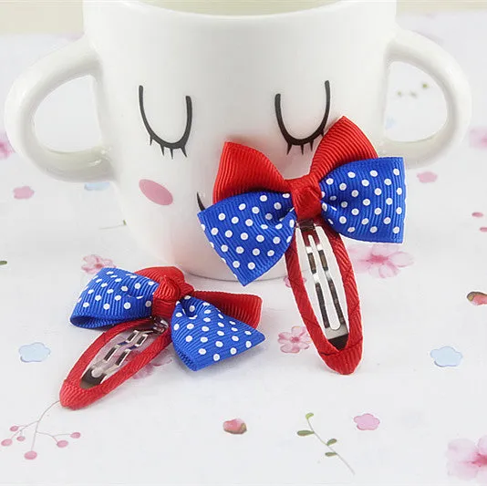 Hot Sale Colorful Baby Bow Dot Hairpins For Girls Grosgrain Hair Clip Accessories Children Ribbon Bowknot Hair band Statement