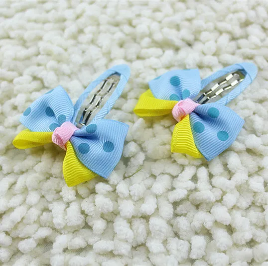 Hot Sale Colorful Baby Bow Dot Hairpins For Girls Grosgrain Hair Clip Accessories Children Ribbon Bowknot Hair band Statement