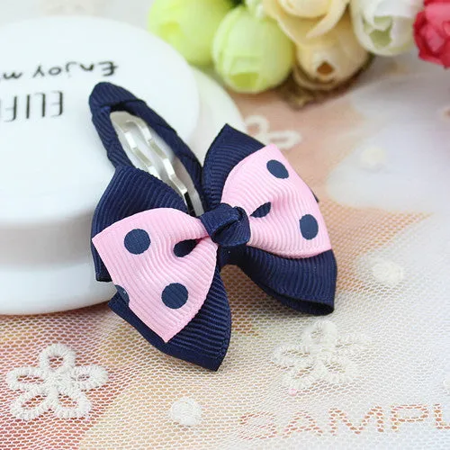 Hot Sale Colorful Baby Bow Dot Hairpins For Girls Grosgrain Hair Clip Accessories Children Ribbon Bowknot Hair band Statement